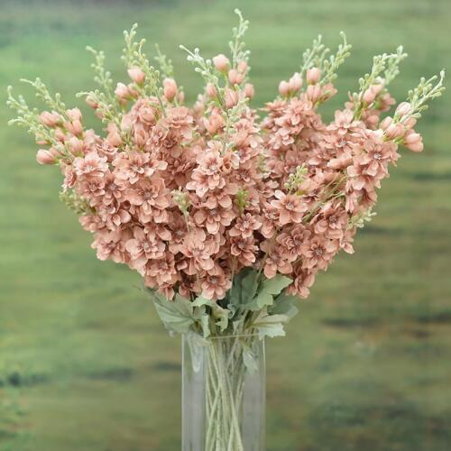 5Pcs 2 Fork Large Delphinium Artificial Flower Home Decoration Wedding Flower Wall Material Silk Fake Flowers Decorative Wreath