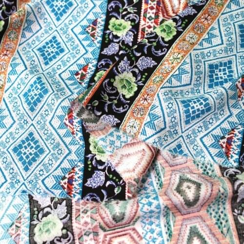 50cm*140cm Striped Floral Viscose Fabric For DIY Sewing Summer Dress Bed Sheet Rayon Patchwork Fabric Soft