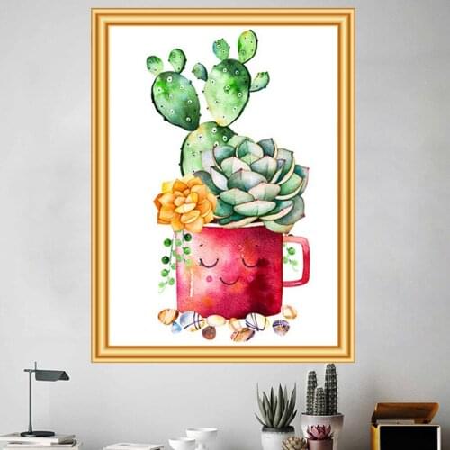 5D DIY Diamond Painting Flowerpot Plant Cross Stitch Kit Full Drill Diamond Embroidery Mosaic Art Picture of Rhinestones Decor