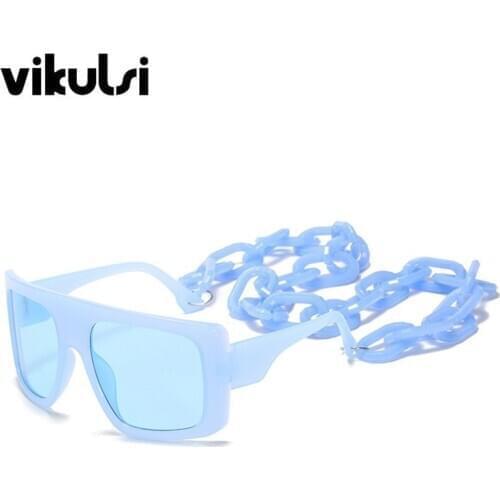 Large Oversized Sunglasses Women Retro Fashion Big Chain Sun Glasses Female Rectangle Shade Eyewear Glasses Shield Goggles UV400