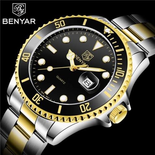 BENYAR Auto Date Men Watch Top Brand Luxury Waterproof Military Army Male Clock Sport Business Stainless Steel Wristwatch 5161