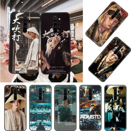 Phone Case For Xiaomi Redmi Note 8 8T 7 7A 9 9A 9S 8A 4 5 6 Pro Black Cover Coque Fashion Waterproof 3D Bumper Tpu Agust D Suga