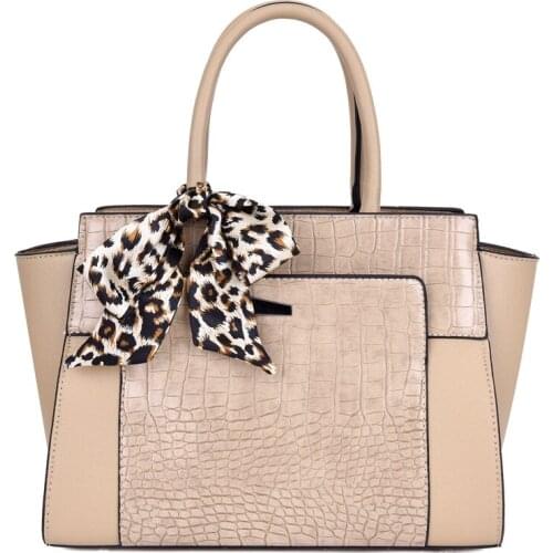 Black Luxury Business Alligator Silk Scarf Large Trapeze Bags Lady Handbags Quality Leather Bags With Detachable Crossbody Strap