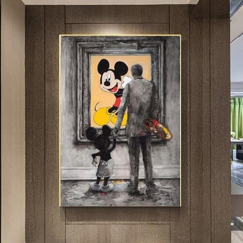 Disney Oil Art Mickey Mouse Painting Posters Prints On Canvas Wall Paintings Picture for Living Room Modern Decor No Frame
