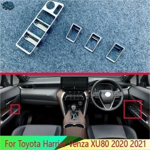 For Toyota Harrier Venza XU80 2020 2021 ABS Chrome Door Window Armrest Cover Switch Panel Trim Molding Garnish