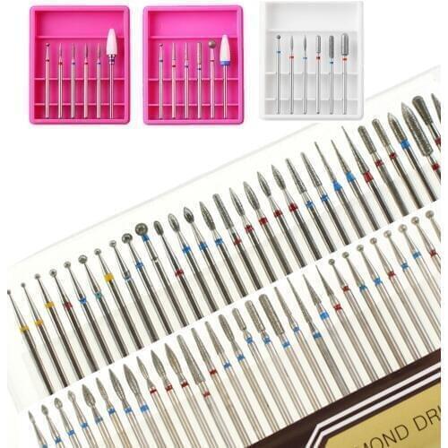 6pc/Set Rotary Nail Drill Bit Milling Cutters Manicure Drills Diamond Ceramic For Electric Manicure Machine Nail Art Tools