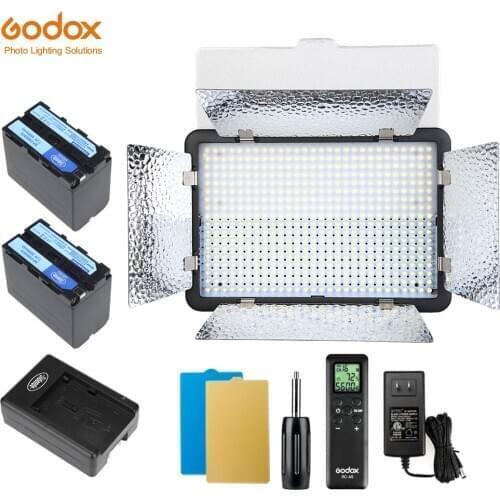 Free DHL Godox LED500LRW 5600K 500 LED Video Light Lamp + Remote for DV Camcorder Camera +2 x NP970 Battery + Charger