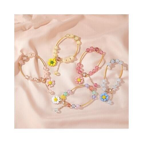Hot Buy Flower Bead Bracelet ins Small Fresh Daisy Bracelet Mori Girlfriend Transfer Bead Bracelet
