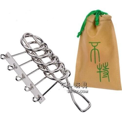 Classic IQ Five Rings Metal Wire Puzzle Challenging Brain Teaser Gift Puzzles Game for Adults Children