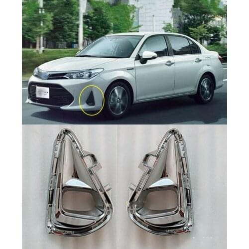 JanDeNing 2pcs Kit Car New Plating Front Left + Right Bumper Fog Light Lamp Cover Grille Fit for Toyota COROLLA AXIO 2018-2020