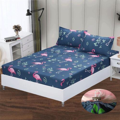 3pcs 100% Polyester Fitted Sheet Set Mattress Cover Pillowcases Four Corners With Elastic Band Bed Sheet