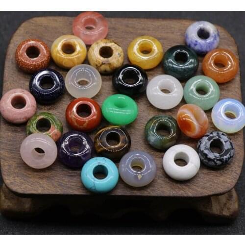 Healing Reiki big hole Round Beads Crystal Stone Quartz Pendants Wholesale Charms Pendants for Necklace Jewelry Making