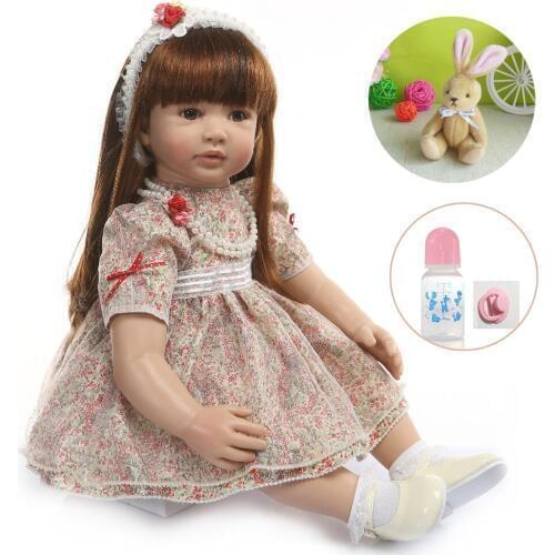 24'' 60cm soft silicone bebes reborn dolls real alive Princess wearing a necklace lol doll Christmas gifts baby reborn toy DOLL