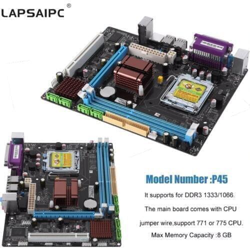 Lapsaipc P45 Motherboard Fast Ethernet Desktop Mainboard Socket LGA 771/775 Dual Board DDR3 8GB Support L5420
