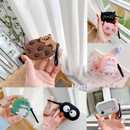 Cartoon Earphone Case With Hook for Xiaomi MI Redmi AirDots Headphones Cover TWS Bluetooth Earphone Wireless Charging Box Bags