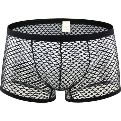 Brand Underwear Men Boxer Mesh U Pouch Sexy Underpants Cueca Nylon Pants Trunks Boxer Shorts Gay Male Panties Hot
