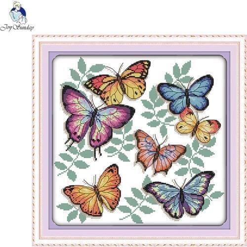 The Colorful Butterflies Patterns Animals Style DIY Handwork Needlework Cross Stitch kit Printed on Canvas Painting Embroidery