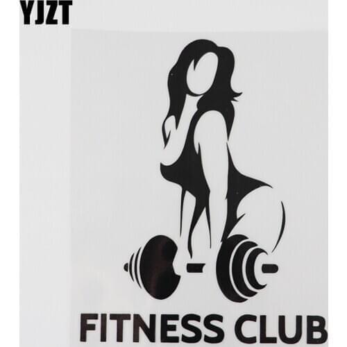 YJZT 12.4CMX15.4CM Fitness Club Sport Girl Dumbbell Decal Vinyl Car Sticker Black/Silver 8A-0993
