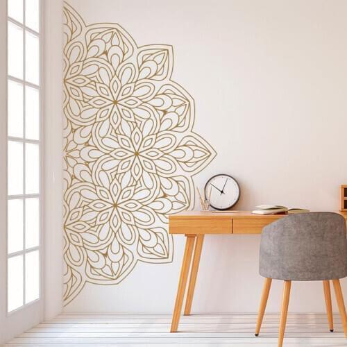 Mandala In Half Wall Sticker Vinyl Studio Home Decor For Living Room Bedroom Headboard Decals Removable Self Adhesive Mural 4093