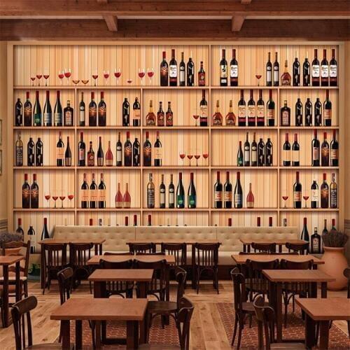 Custom photo wallpaper Western restaurant bar cafe snack wallpaper 3d wallpaper large wine rack mural papel de parede