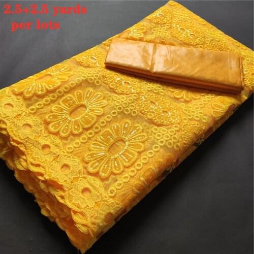 Latest african lace fabric bazin riche african french tulle net lace 2.5+2.5yards bazin riche fabric for dress JL029