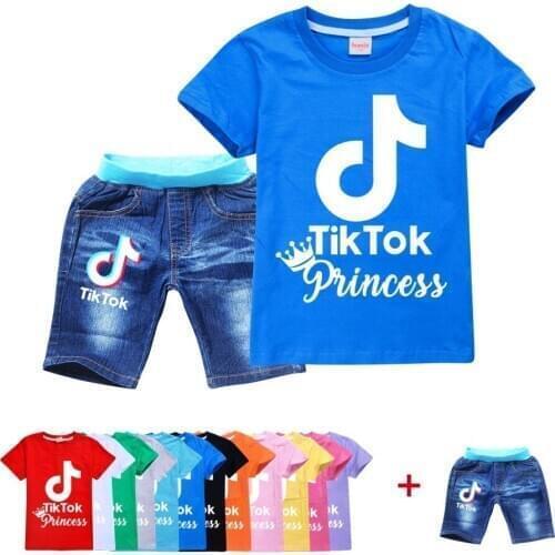 New Summer Baby Fashion Clothes Kid Boys Girls T Shirt Denim Shorts 2Pcs/Sets Children Clothing Toddler Cotton Sportswear 2-16Y