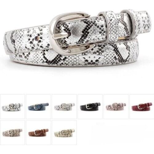 New SnakeskinThin Skinny Red Tan Snake Skin Belt Waistband Ladies Pu Leather Strap Belts for Women Jeans Cinto Feminino Girdle