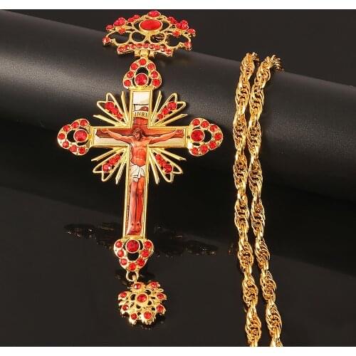 New Pope Francis Pectoral Cross Orthodox Cross Necklace Religious Jesus icon Metal is encrusted with a crucifix Necklace Jewelry