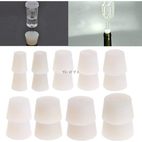 2 Pcs Silicone Rubber Plug Stopper With Hole Airlock Valve Bubbler Wine Brew