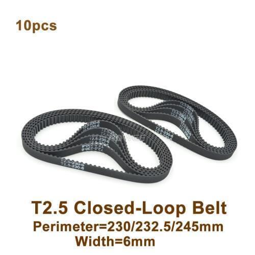 POWGE 230 T2.5 Timing Belt Width 6mm Perimeter 230 232.5 245mm Teeth 92 93 98 T2.5 Closed-Loop Rubber Belt T2.5 Pulley 10pcs