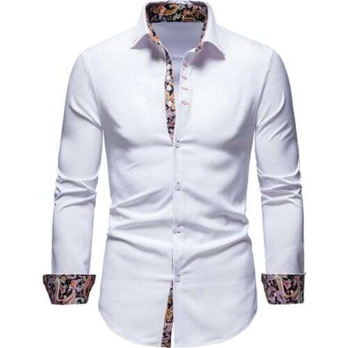2021 Men Shirts Slim Fit Long Sleeve New Causal Rose Skull printing Camisa Social Shirts Men Dress Western Style Streetwear 2XL