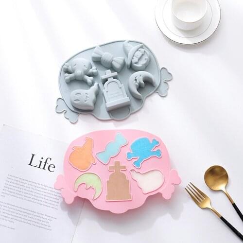 Halloween Silicone Cookies Mold Non-stick Baking Tool for Biscuits/ Candies/ Jellies Pink/ Dusty Blue