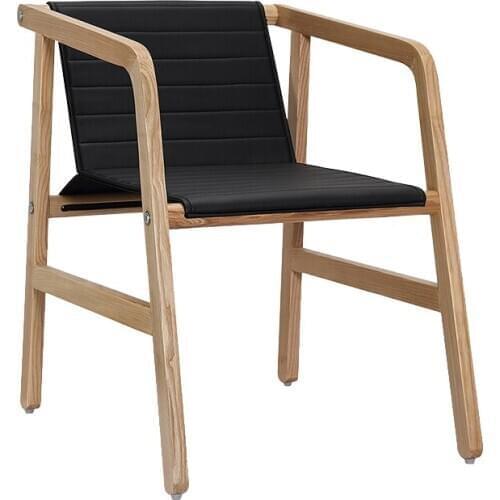 Nordic Wood Single Sofa Leisure Chair Backrest Armor Fabric Designer Simple