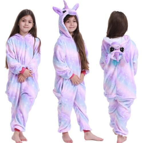 Warm Winter Flannel One Piece Girls Unicorn Pajamas Children Pijamas Boys Panda Costume Overalls Kids Oneises Jumpsuits