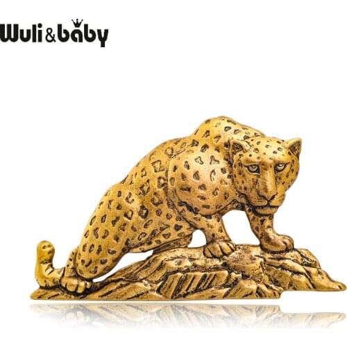 Wuli&baby Vintage Stand On The Hill Tiger Brooches For Women Men 3-color Animal Party Casual Brooch Pin Gifts