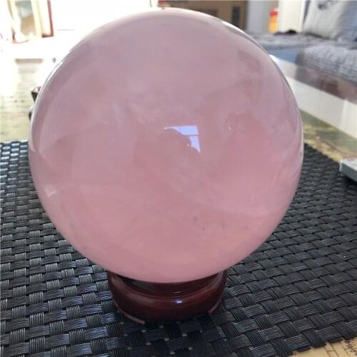 Top quality 9-10cm large natural pink quartz crystal sphere meditation rose crystal ball reiki healing remove negative energy