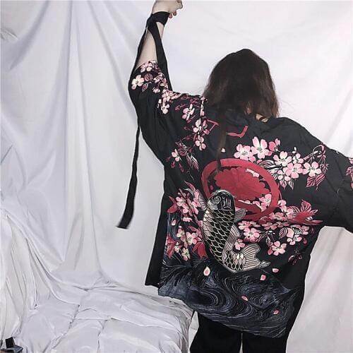 Japanese outfits kimono cardigan women yukata female Chinese kimono harajuku kawaii clothing blouse shirt haori obi DD1818