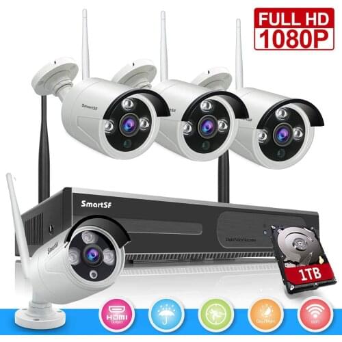 1080P 8CH NVR Kit Outdoor Smart Home Wireless WiFi Video CCTV Surveillance System with 1TB hard drive IP security camera system