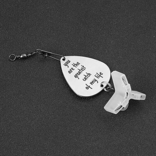 300Pcs Lettering Keychain Jewelry Stainless Steel Silver Color Fishhook for Men/Women Key ring