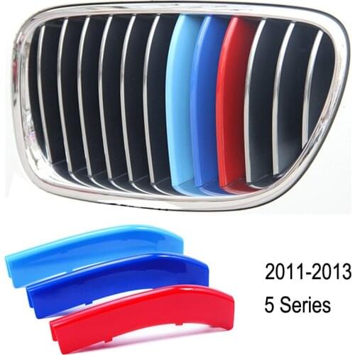3D color Front Grille Grills Trim Strips Cover cap Stickers for 2011-2013 BMW 5 Series F10 F11 528i 535i 550i xDrive