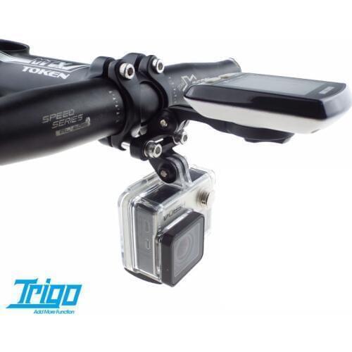 Trigo Dual Camera Mount Headlights Holder Adjustable Computer Mount For G armin Wahoo Elemnt Bolt Cateye Giant Computers