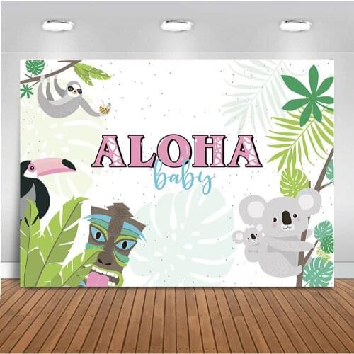 Summer Aloha Luau Backdrop for Event Party Tropical Hawaiian jungle Photo Background Summer Baby Shower Birthday Party Decor