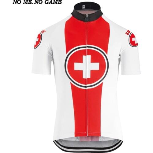 Summer Switzerland cycling jersey men short sleeve road bike shirt red tour de-suisse clothes quick-dry riding bike clothing