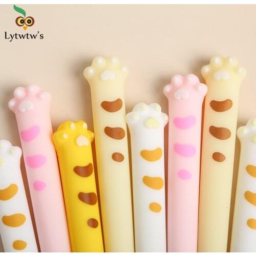 1 Piece Lytwtws Cute Kawaii Cat Paw Silicone Claw Gel Pen School Office Supply Stationery Creative Sweet Pretty Lovely Cartoon