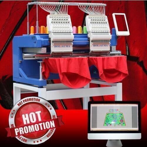 China 10 years service ! HOLIAUMA auto-oiling 2 head DAHAO computerized cap t-shirt shoes embroidery machine similar Brother SWF