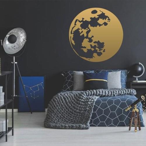 Fahion Wall Stickers Golden Moon Vinyl Decal For Baby Room Decor Earth Sticker For Childen Room Moon Wall Decals Wallpaper Mural