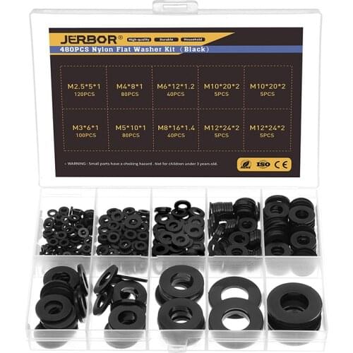 M2 M2.5 M3 M4 M5 M6 M8 Nylon Washers Plastic Insulation Spacers Seals Black White 250/350/480/500PCS Set Gasket Ring Kit