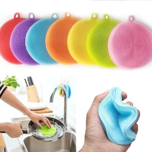 Magical Reusable and Efficient Cleaning Tool Silicone Dish Scrubber High Temperature Resistance Prevent Bacteria Kitchen Stuff