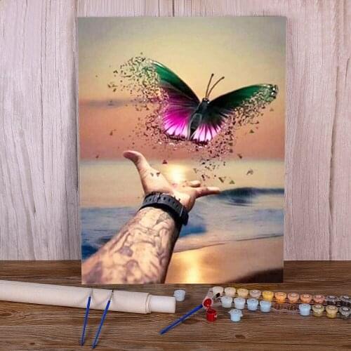 Animal Butterfly Flower Painting By Numbers Kit Oil Paints 50*70 Canvas Pictures Decorative Paintings Crafts Adults Drawing