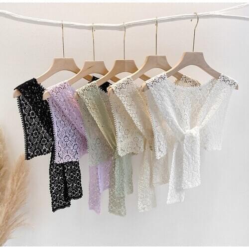 KOI LEAPING New summer hollow hook flower small shawl female warm small vest shoulder fake collar thin scarf outside